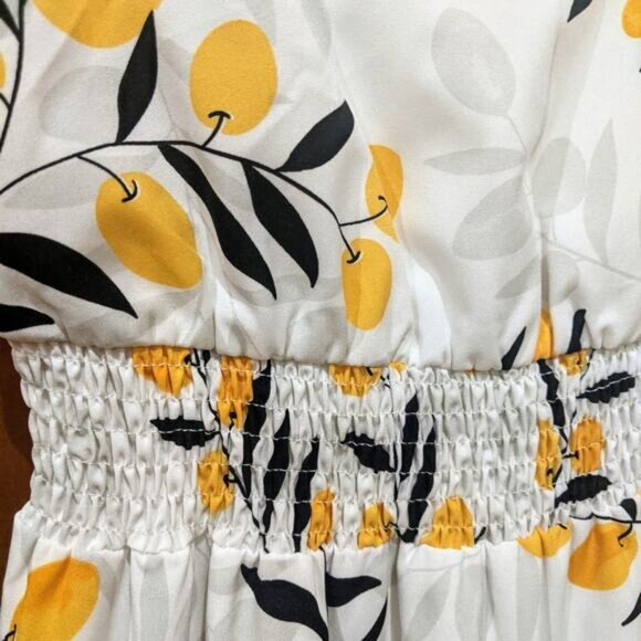 Olive Branch (Possibly Lemons) Long Sleeveless Maxi Sz S - Picture 4 of 7